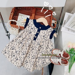 女童連衣裙夏季新款2024碎花洋氣A字裙兒童小花朵公主裙子L55173