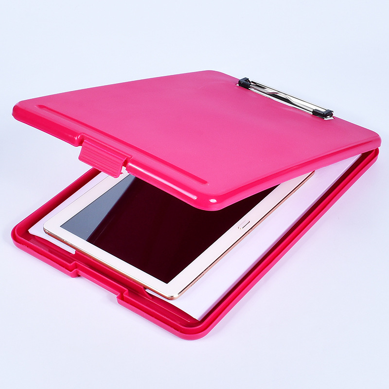 Plástico grueso A4 color sólido con gancho Clip de una sola fuerza Escritura Clip plano Caja de archivos de oficina Clip Caja de almacenamiento