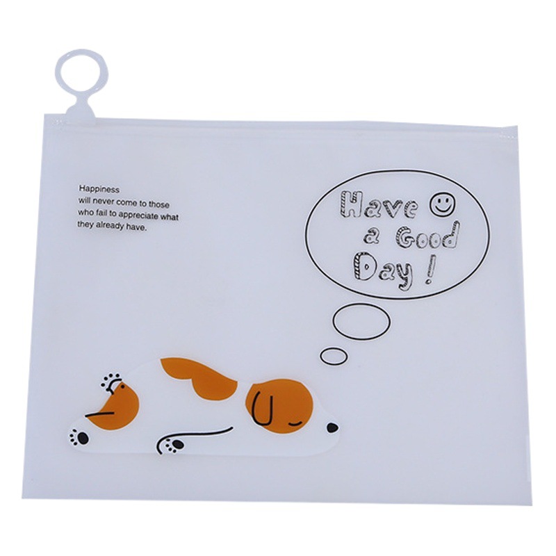 En stock al por mayor estudiante archivo de almacenamiento caja lápiz plástico transparente dibujos animados PE anillo cremallera ziplock bolso helado joyería