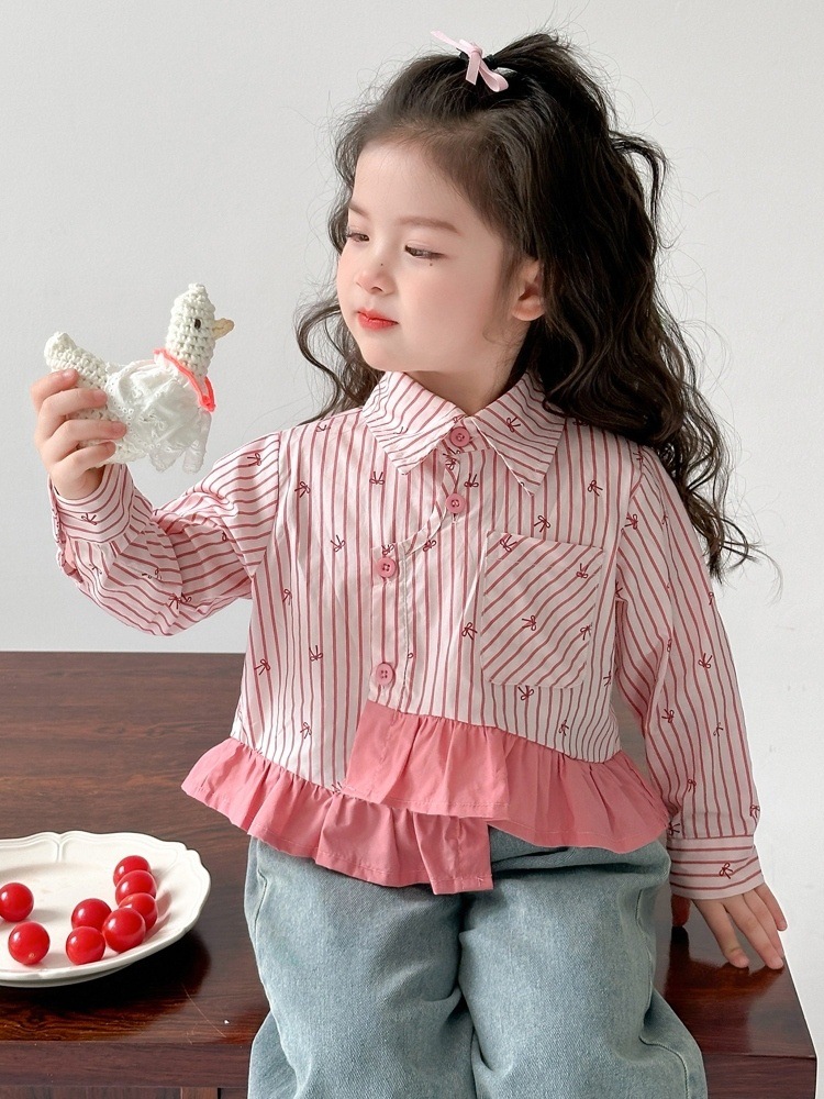 Camisas irregulares de niñas primavera y otoño abrigo 2025 nuevo bebé femenino coreano chaqueta de manga larga ropa de primavera de moda