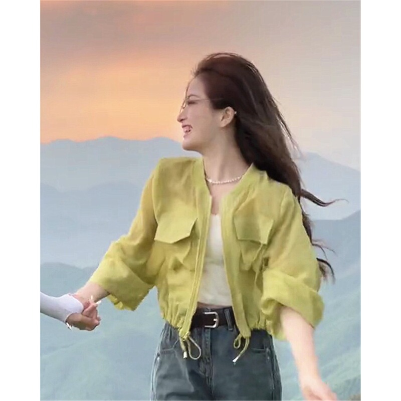 Lightweight Breathable Short Sunscreen Clothing Women's 2024 New Summer Small Drawstring Design Jacket Small Chanel Style Jacket
