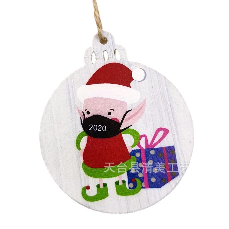 Máscara de bendición de bricolaje de madera Muñeco de nieve colgante de decoración navideña linterna creativa artesanía decoración pieza de madera