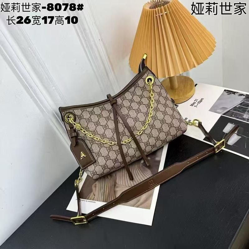 娅莉世家2025新款欧美老花托特复古轻奢链条腋下包单肩斜跨通勤包|undefined