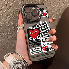 潮牌爱心适用iPhone17Promax手机壳磁吸防摔16PM彩银IMD防摔13 11