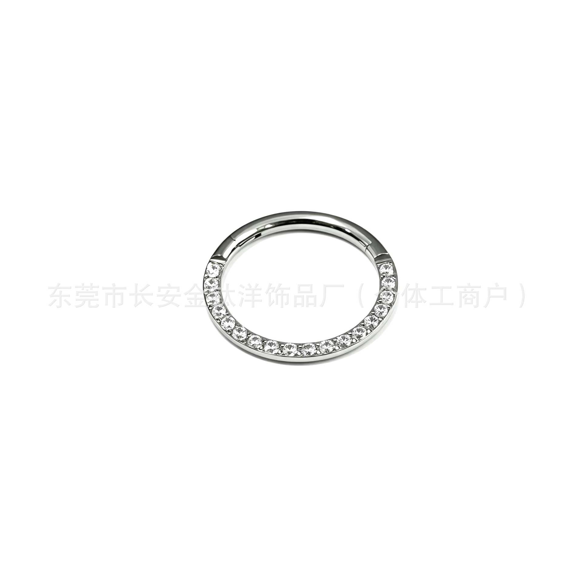 F136 Titanium Side-Set Closed Ring with Diamond Nose Ring Ear Bone Ring G23 Titanium Alloy Piercing Jewelry detail image 7