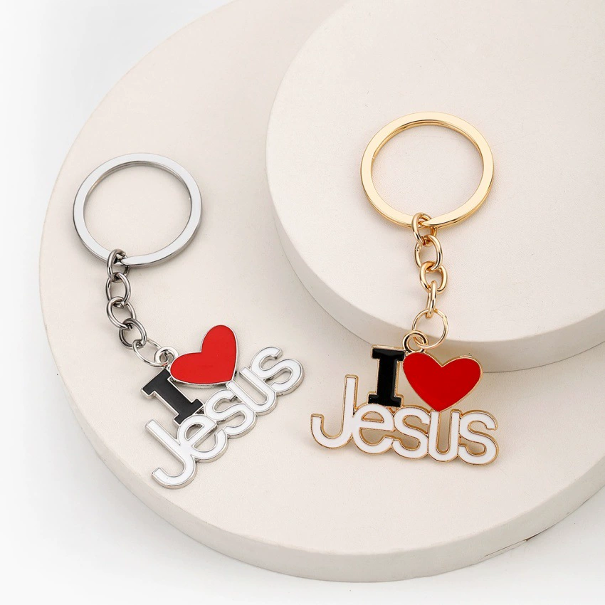 Брелок-подвеска I ♥ Jesus, сплав, 8,5×4 см, золото или серебро