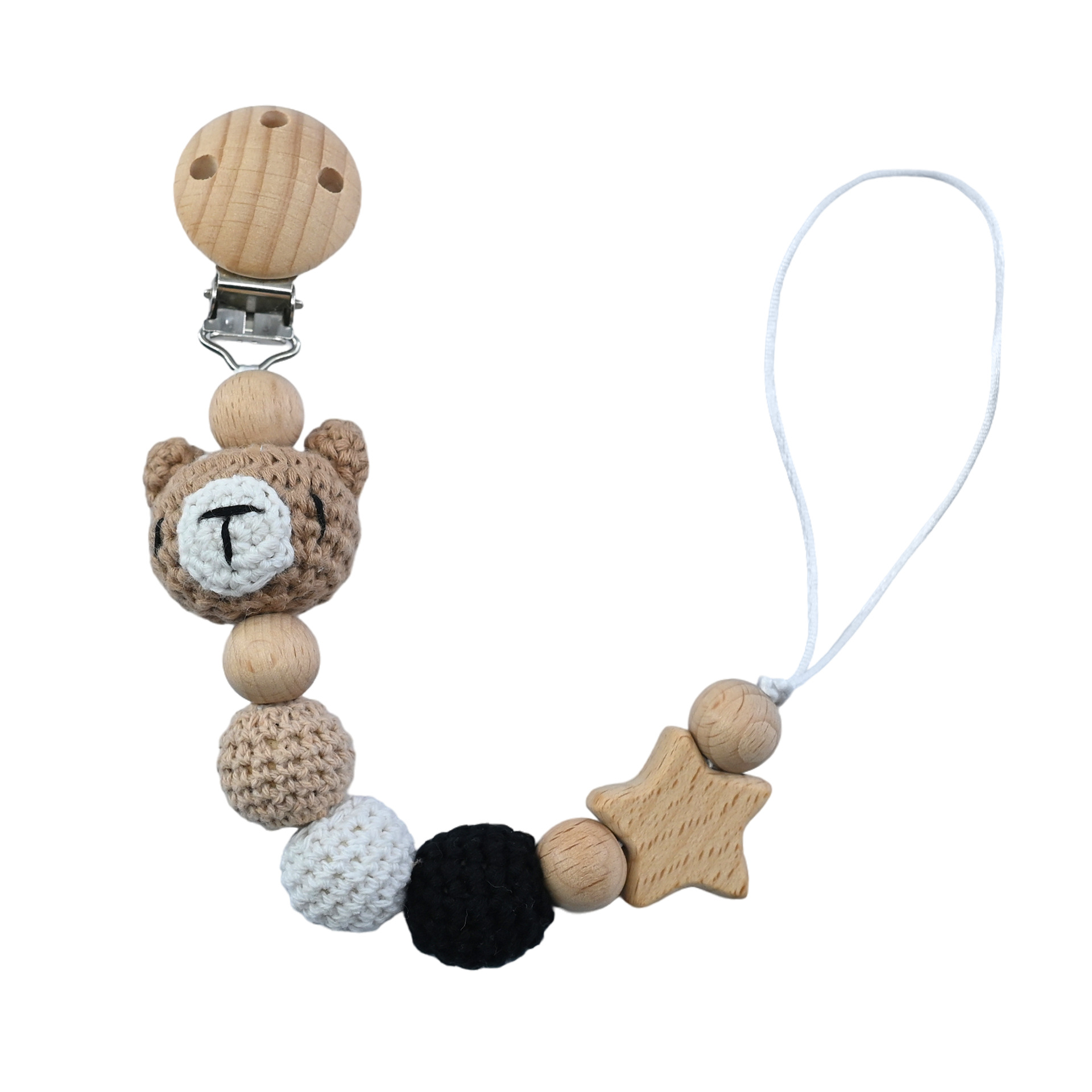 Cadena anti-caída de ganchillo Cadena de mordedor para bebés Palo molar para bebés Juguete Cuerda anti-pérdida Pegamento para morderse Cadena de chupete para bebés