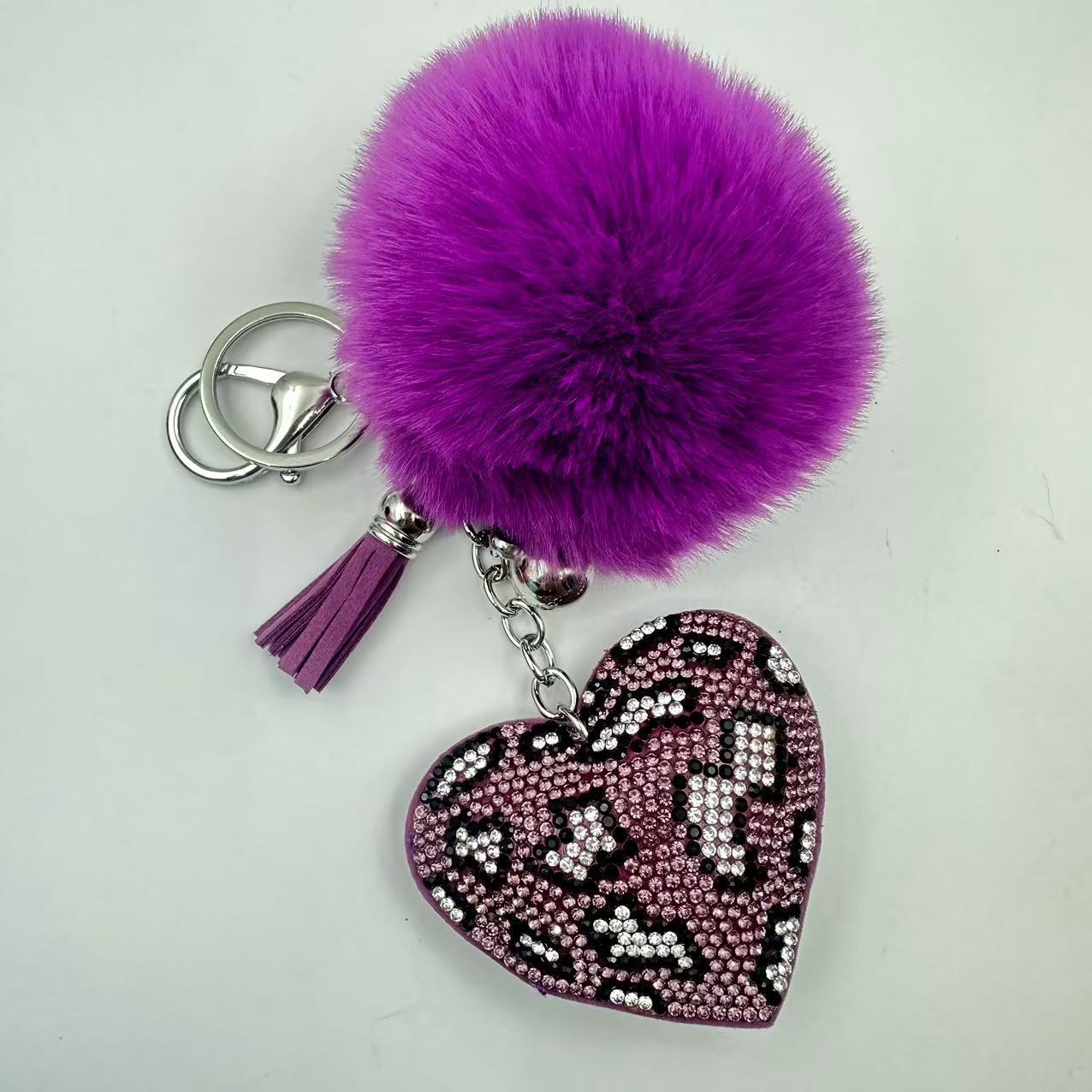 55g Weight Rhinestones Inlay Material Keychain Classification 1 Piece Quantity Daily Occasion Plush Material Heart Shape Pattern Unisex Gender Sweet, Korean Style Style Sweet Korean Style Heart Shape Plush Rhinestones Unisex Keychain 7