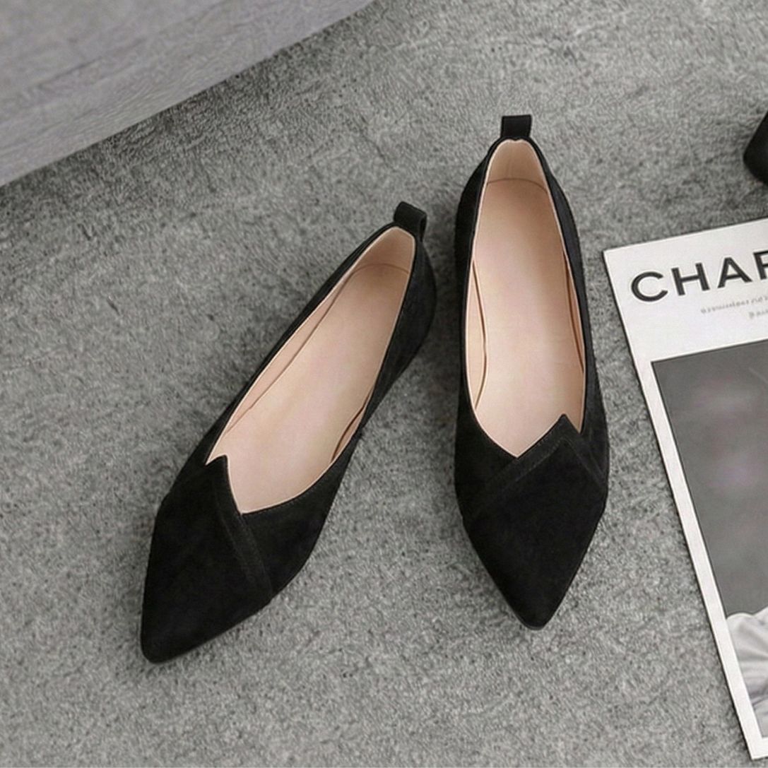 Zapatos de primavera y otoño 2026 nuevos zapatos de tacón bajo de cuatro estaciones zapatos de mujer zapatos de cama zapatos negros planos puntiagudos zapatos suaves