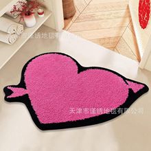 跨境情人节仿羊绒浴室门垫ins风入户门垫亚马逊temu代发厨房地垫