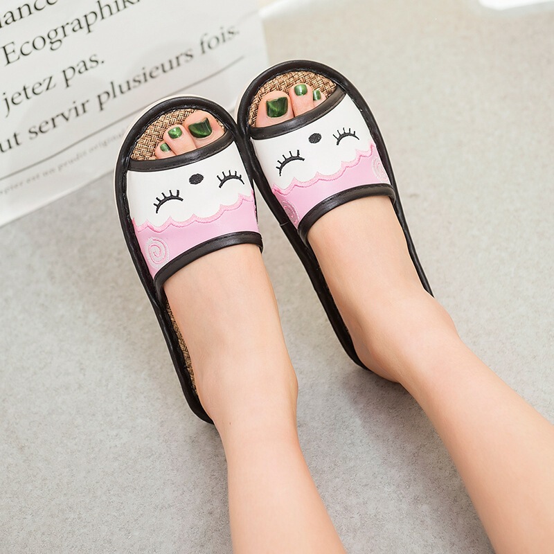 Summer New Style Home Slippers for Men and Women, Linen Cartoon Leather Slippers, Couple's Floor Slippers, Factory Direct Sales and Dropshipping