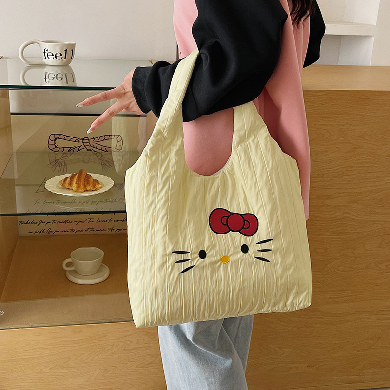 Underarm tote bag, fresh and sweet cartoon casual handbag, student commuter tote, office handbag, nylon bag