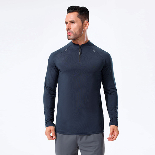lulu autumn and winter new men's sports small collar half-zip long-sleeved tops outdoor running fitness quick-drying clothes