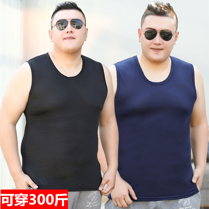 Plus Size Plus Size Men's Vest Summer Thin Fat Sports Fitness Vest Men's Ice Silk Mesh Bottoming Shirt