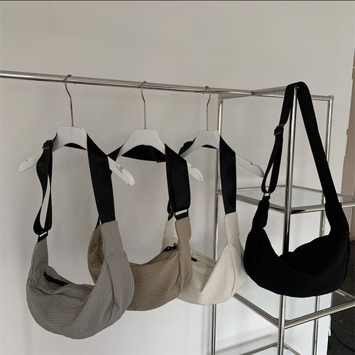 Bags for women new style Japanese style single shoulder pleated design dumpling bag moon bag simple casual niche women's bag couple bag