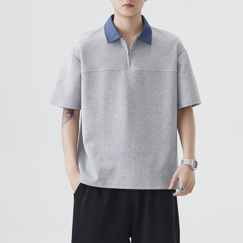 Dropshipping Men's Trendy Brand Polo Shirt 2026 Summer Fashion Zipper Design Versatile Young and Middle-Aged Men's Top