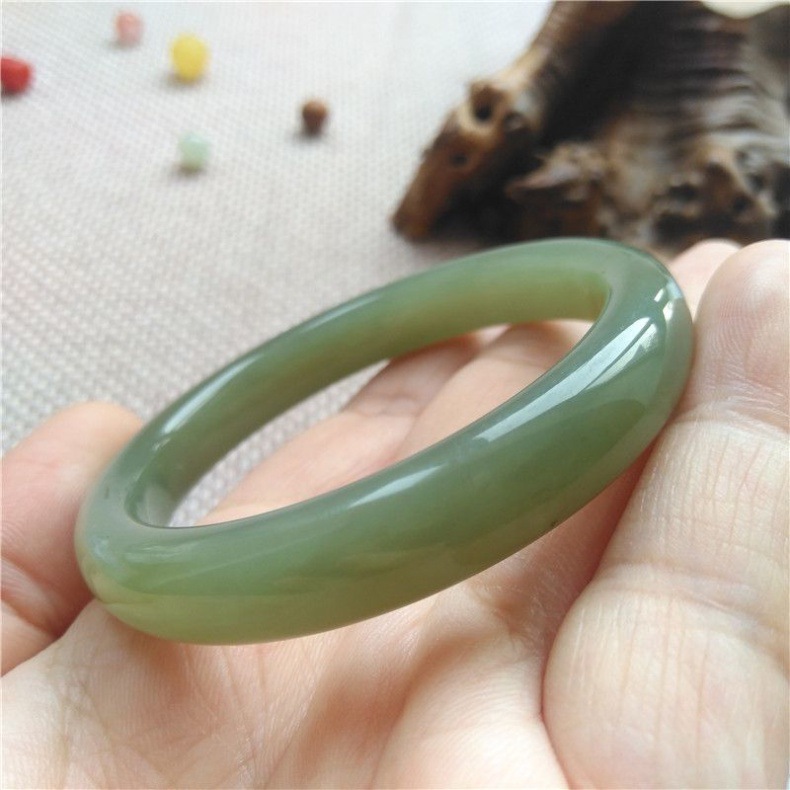 Vòng tay ngọc Hetian chất liệu Thanh Hải ngọc xanh trắng, phong cách cổ điển chi tiết 11