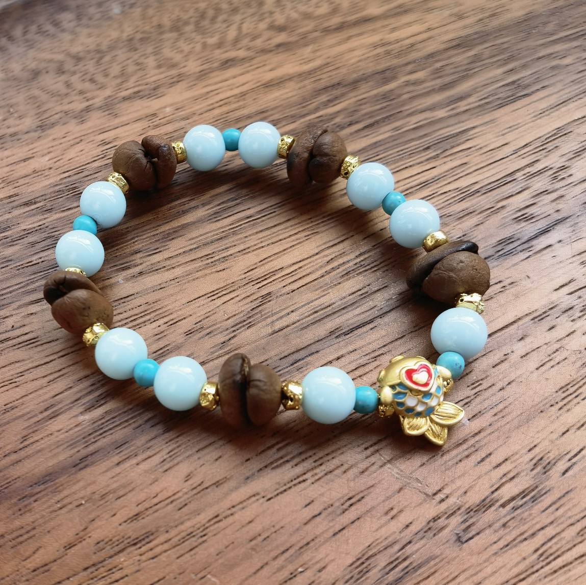 Chinese-Style Natural Coffee Bean Beaded Bracelet, Handmade Bracelet, Simple and Fragrant Bracelet, Gift for Best Friend, Beaded Bracelet