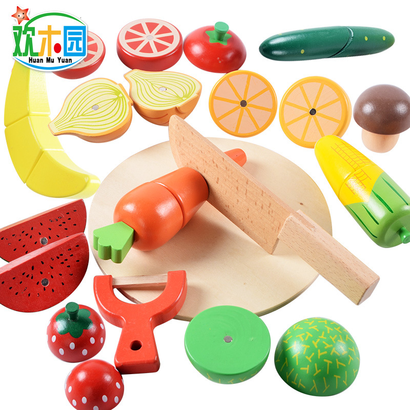 wooden  Baby children Tray Cut fruit Toys fruit Vegetables Be absolutely sure to Play house Toys