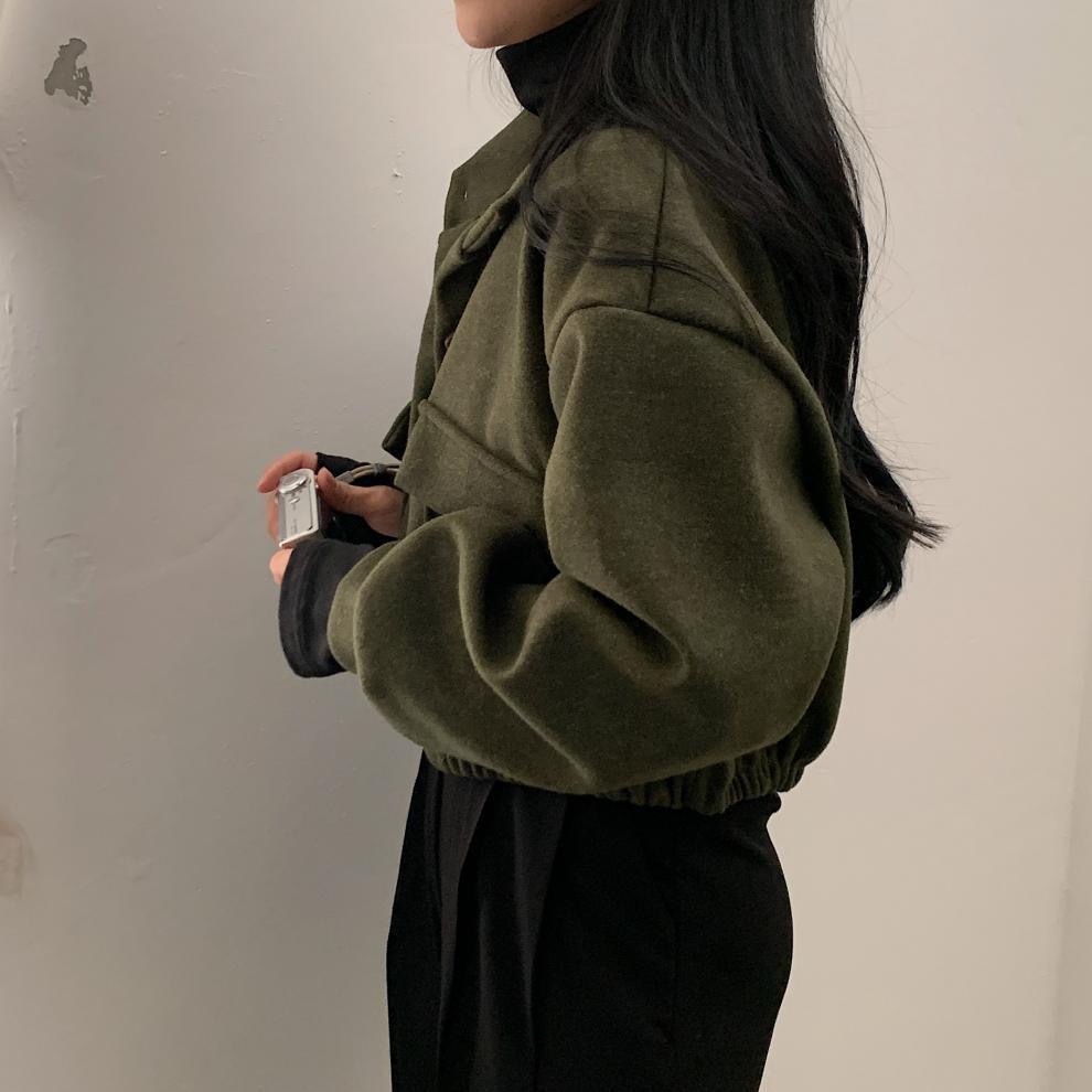 Women's Simple Style Streetwear Solid Color Zipper Coat Woolen Coat display picture 6