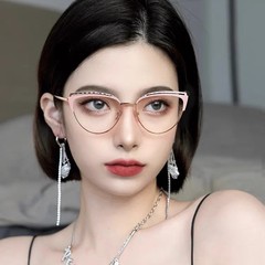 新款猫眼感光防蓝光变色眼镜大框显瘦超轻素颜神器双眉烤漆ins爆