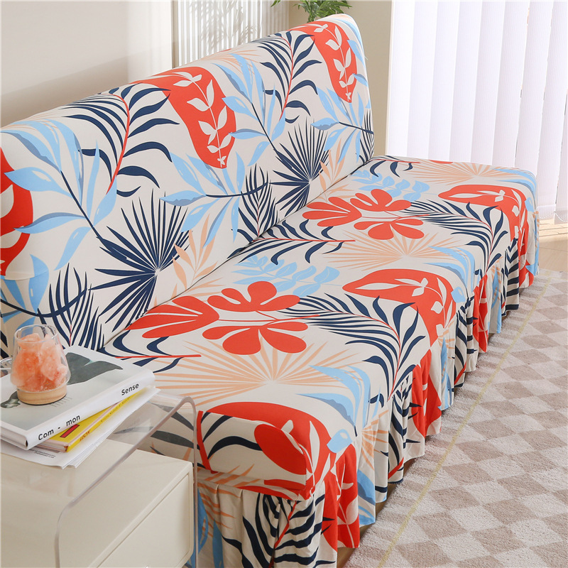 Copridivano elastico senza braccioli, semplice, pieghevole, con orlo a gonna, all'ingrosso_voghion.com