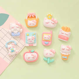 可爱卡通春日猫咪 diy奶油胶手机壳发饰洞洞鞋扣树脂饰品配件材料