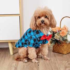 狗狗格子衬衫西装结婚礼服小中大型犬夏泰迪比熊宠物猫咪衣服用品