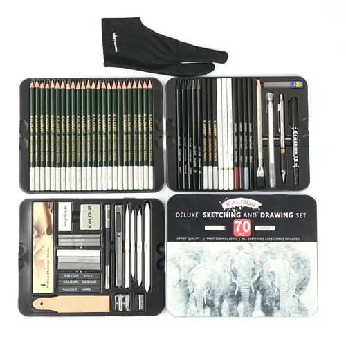 Cross-border new product direct sales 70-piece sketch pencil tin box set sketch tool set art painting pencil