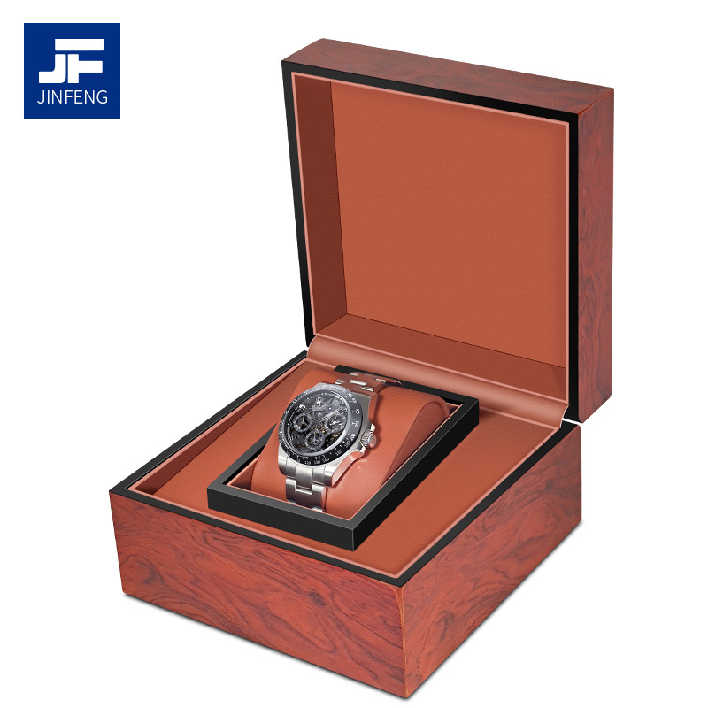 手表盒子包装盒定制高档翻盖pu皮手表收纳盒木制红色钢琴烤漆表盒
