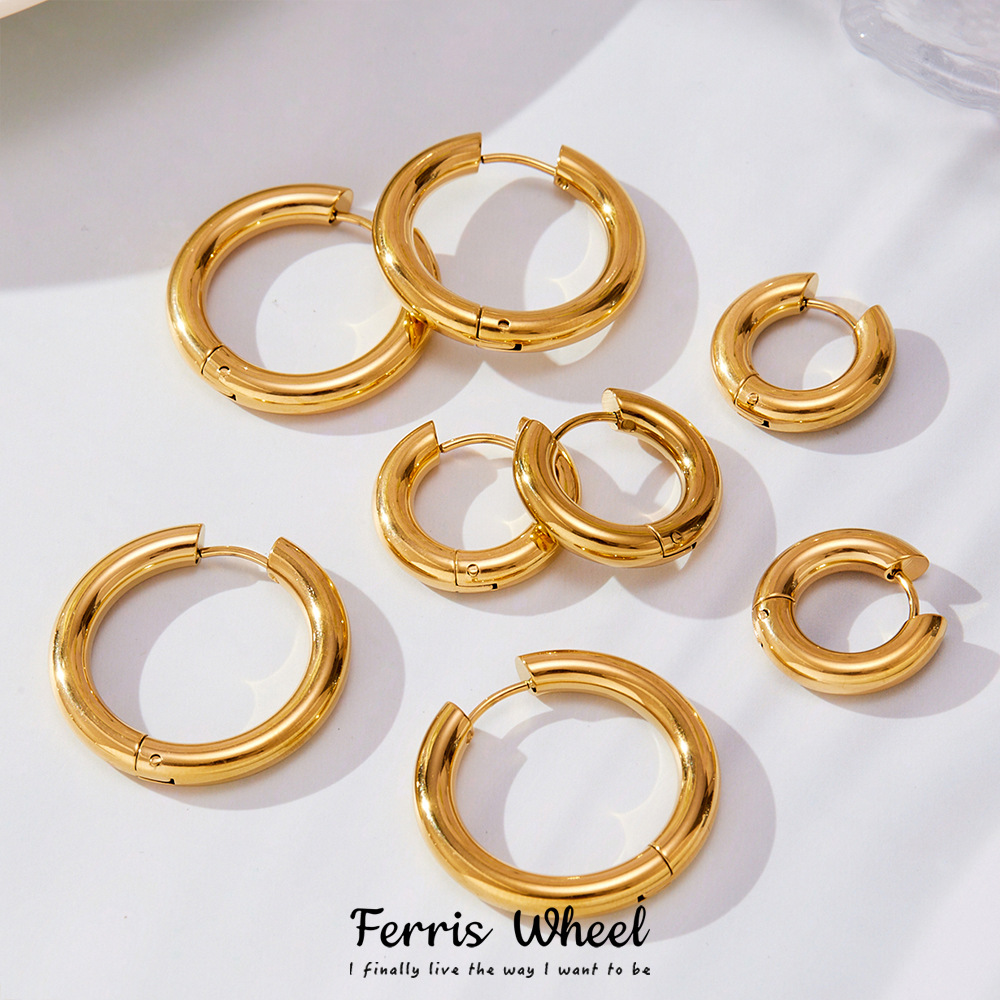 Colour-blocked Hoop Earrings Ferris Wheel Style Stud Jewellery_voghion.com