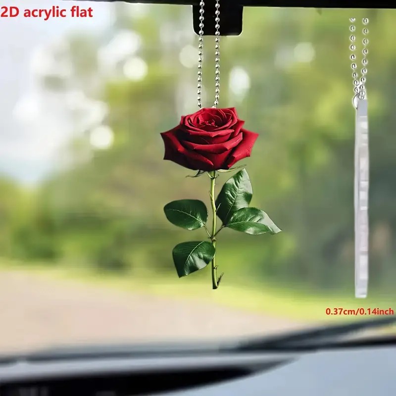 Colgante transfronterizo nuevo día de San Valentín rosa acrílico plano 2D colgante espejo retrovisor de automóvil paquete de regalo de vacaciones image 3