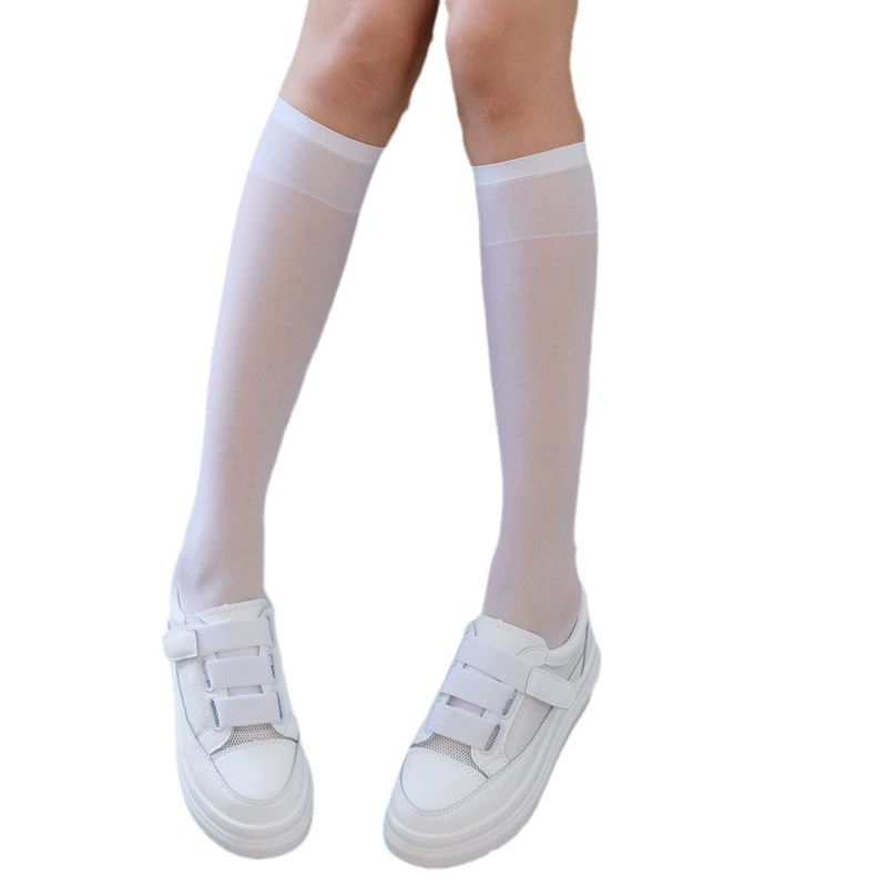 Velvet swan, knee socks, transparent white colored high boots, mid-length