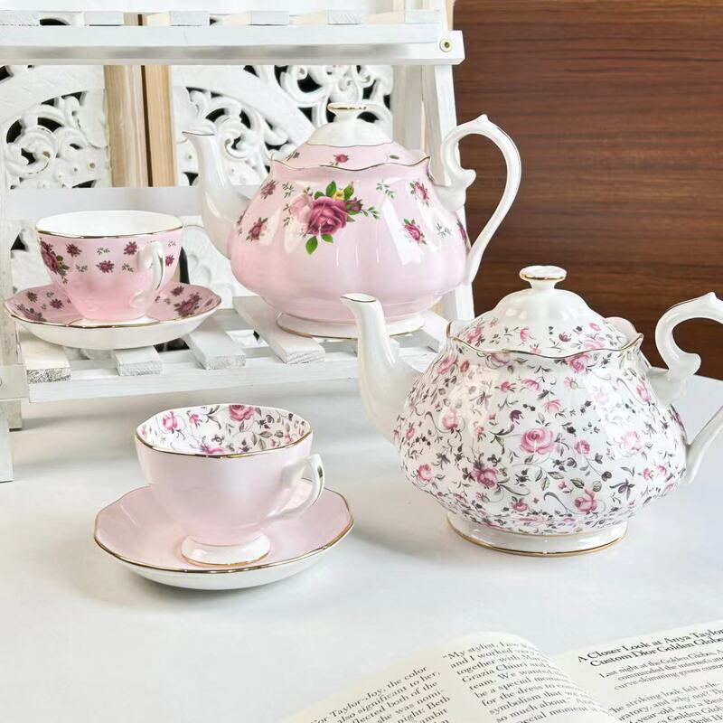 British Albert High-end Exquisite and Elegant Coffee Cup and Saucer Rose Full Flower High-quality Photo Props Tea Cup