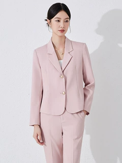 粉色短款西装外套女春季2025新款名媛女神范小个子职业装西服套装
