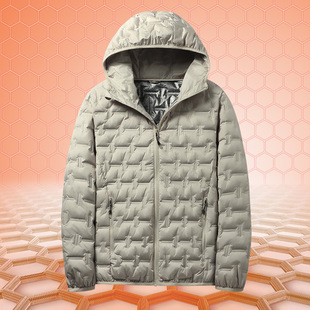Customized Logo2024 New Graphene Technology Fashionable Thin down Jacket Hooded Detachable down Jacket Men's Gray