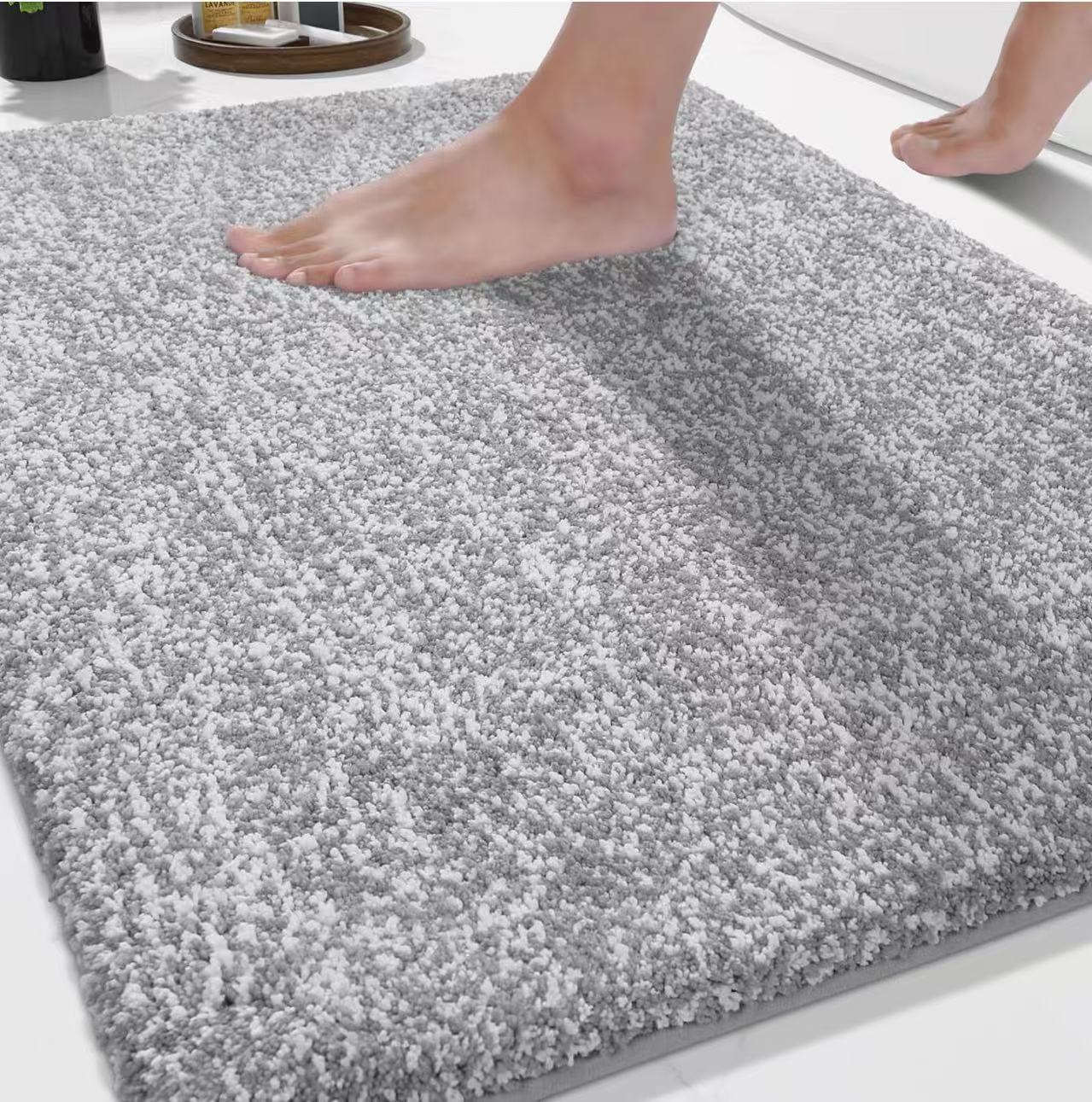 Simple Flocked Imitation Cashmere Carpet Bathroom Floor Mat Absorbent Foot Mat Household Stain-Resistant Anti-Slip Bathroom Floor Mat
