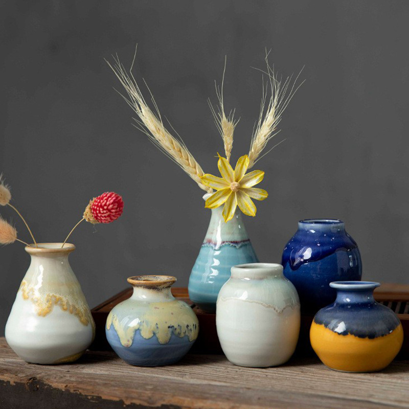 Jingdezhen Creative Ins Style Mini Ceramic Vase with Dried Flowers Photography Props Literary Ornaments Macaron
