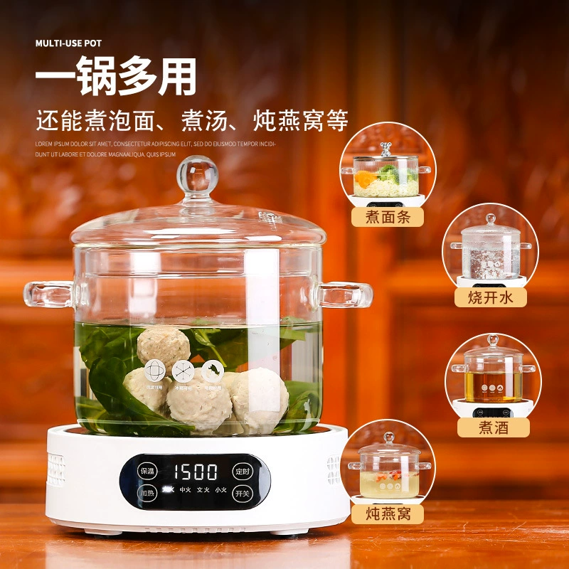 Маленькая кастрюля для общежития на 2 человека, прозрачная стеклянная кастрюля для разогрева лапши, кастрюля для супа и тушения, мини-плита самообслуживания с прозрачной водой на открытом огне