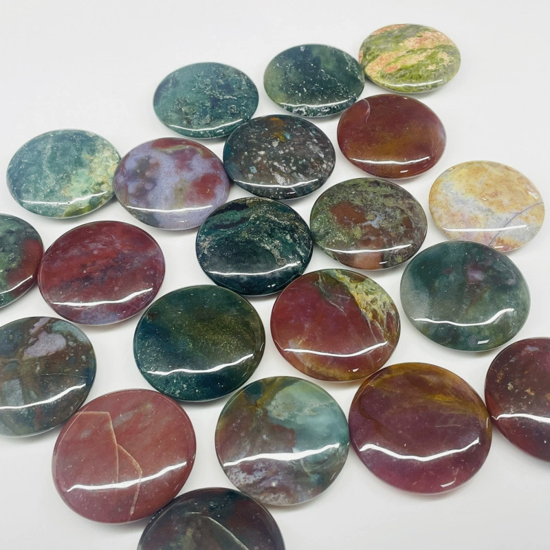 Камень Natural Stone 35MM Индийский агат Круглые ручки украшения Непористые круглые листовые поделки