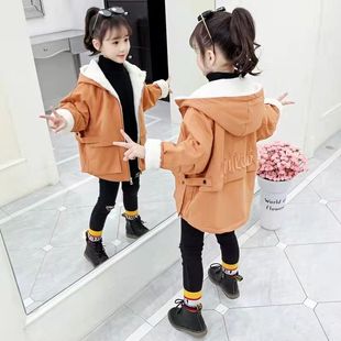 Girls' 2024 New Style Coat Autumn and Winter Girls' Lamb Wool Middle and Big Children's fleece-lined Thickened Cotton Western Style Sweatshirt Winter Clothes