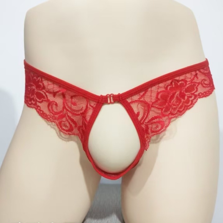 Sous-vêtements sexy en dentelle transparente, string pour couple, entrejambe ouverte, pas besoin de l'enlever, insertion directe, tentation dévoilée, JJ_voghion.com