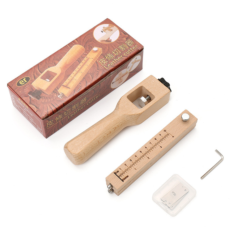 Cortador de correa con mango de madera ajustable, cortador de cuero hecho a mano, cortador de cuero, cortador de cuero, cortador de cuero