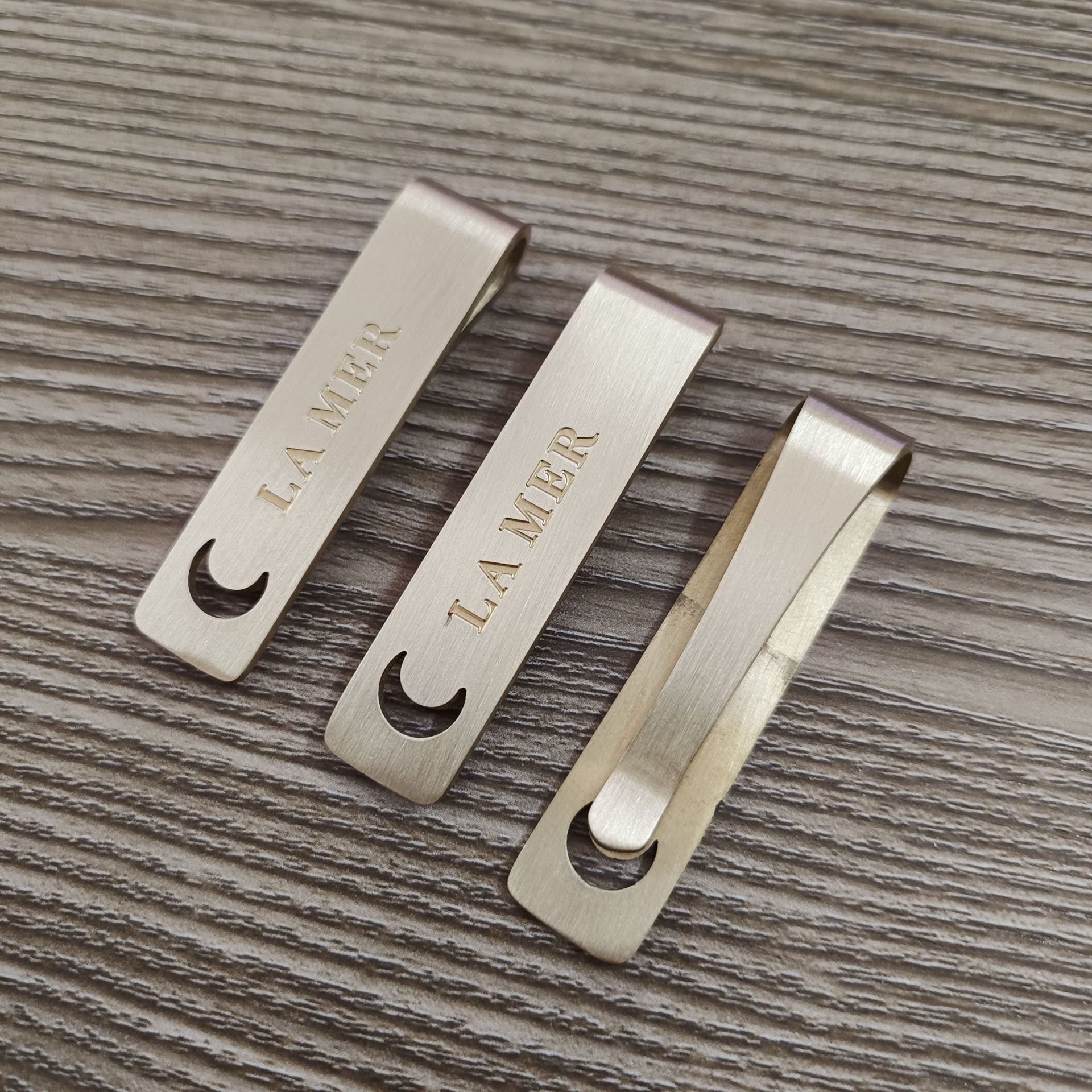 定制铜钱夹拉丝工艺金属冲压票据夹子不锈钢折弯钱夹