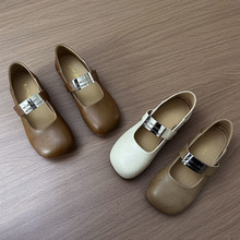复古懒人单鞋女2025春季金属平底两穿一脚蹬豆豆鞋软底休闲单鞋
