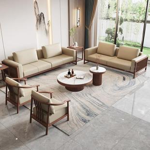 New Chinese Style Solid Wood Sofa Combination Modern Simple Large and Small Zen Villa Living Room Solid Wood Furniture