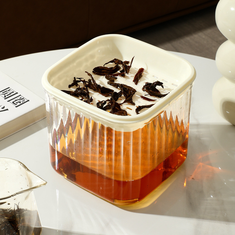 New Water Ripple Desktop Trash Can Tea Drain Basket High-Looking Mini Trash Can with Lid Drain Cleaning Bucket