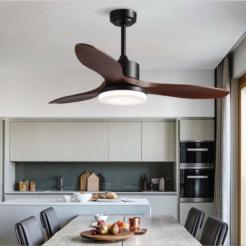 H-living room fan lamp solid wood ceiling fan lamp dining room home ceiling fan bedroom silent electric fan ceiling lamp