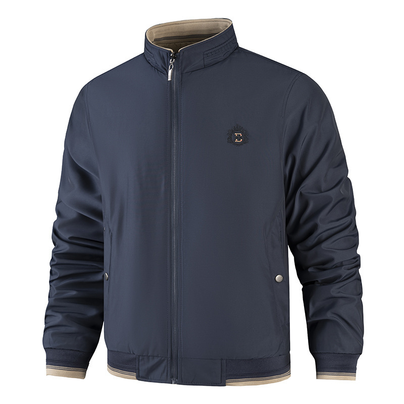 99015 cross-border entity spring and autumn new middle-aged men's business casual collar jacket middle-aged men's double