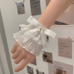 Millennium y2k chiffon lace hand sleeves bow lolita girl fake cuffs concealer gloves